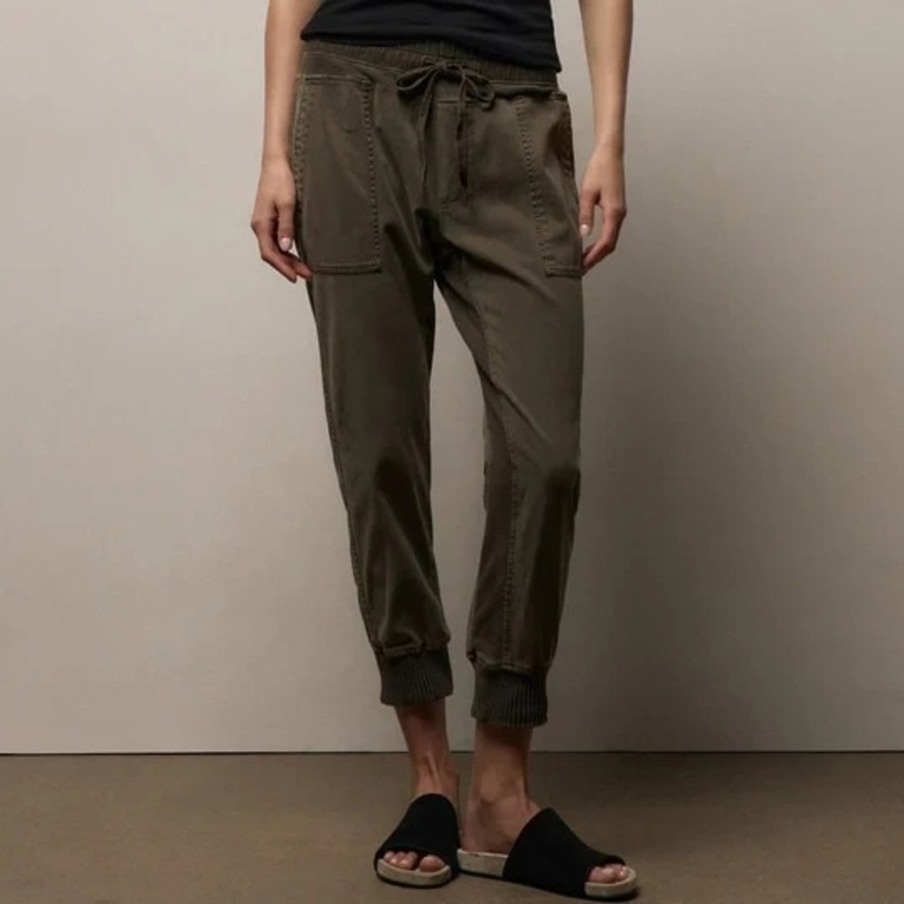 James Perse Mixed Media Pants in Army Green Pigment Women 2 Medium $265